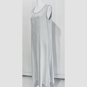 Flax linen maxi dress gray classic summer resort wear beach vacation women's S